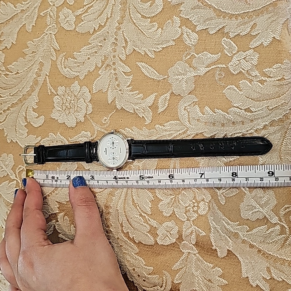 Vintage Visage Quartz Watch Blk Leather Strap NEW w/ Certificate - Picture 9 of 12